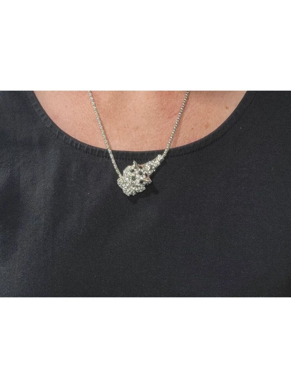 Rhinestone Panther Head Pendant Necklace